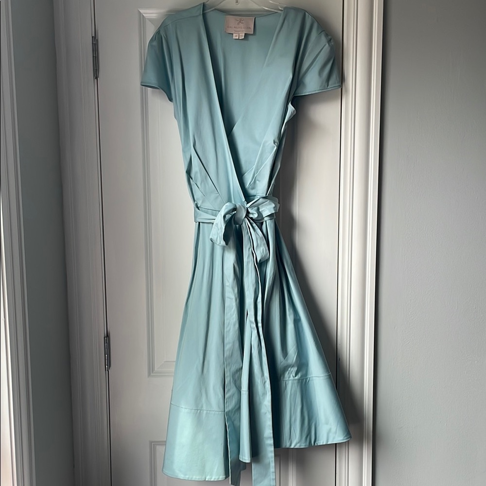 Gal Meets Glam Addison Elegant Blue Wrap Dress Size 18